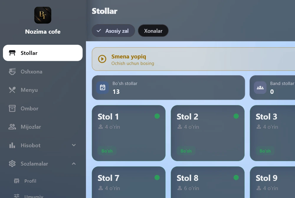 Kassa: stollar ekrani